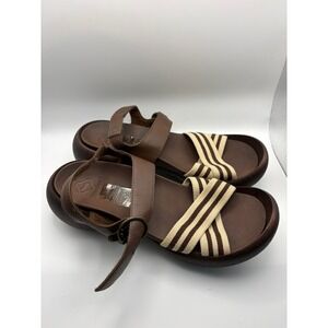Regetta Canoe Sandals Women 8 Rocker Sole Brown Comfort Ankle Strap Chunky Read